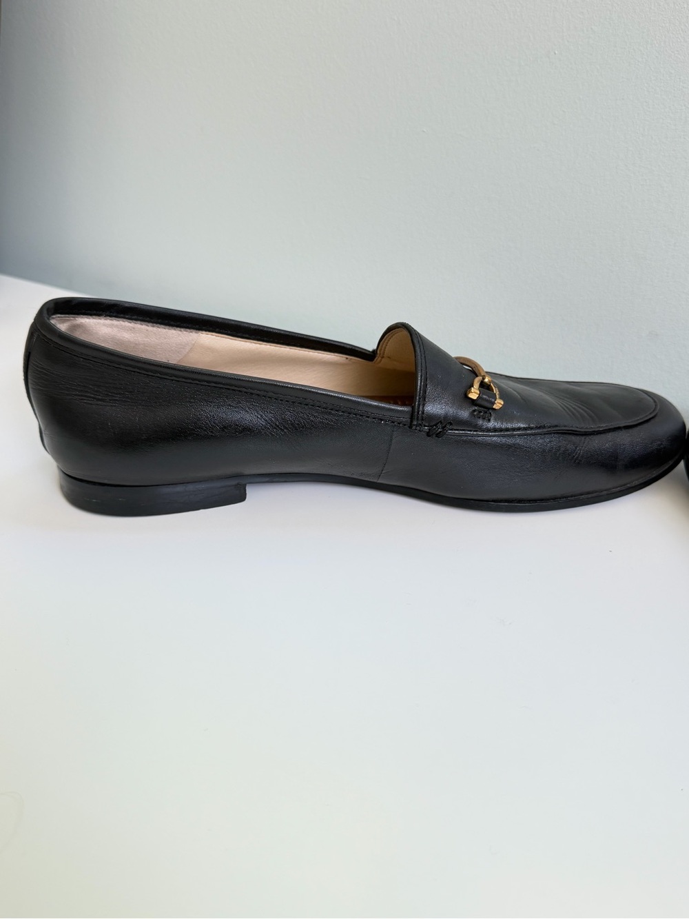 Sam Edelman Womens 9 Black Leather Gold Horsebit Loafers Slip On Shoes Classic - Picture 8 of 12